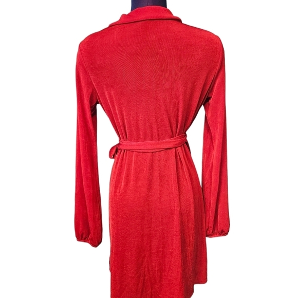 Wild Fable Red Faux Wrap Long Balloon Sleeve Dress Size Medium Women's - Picture 7 of 10